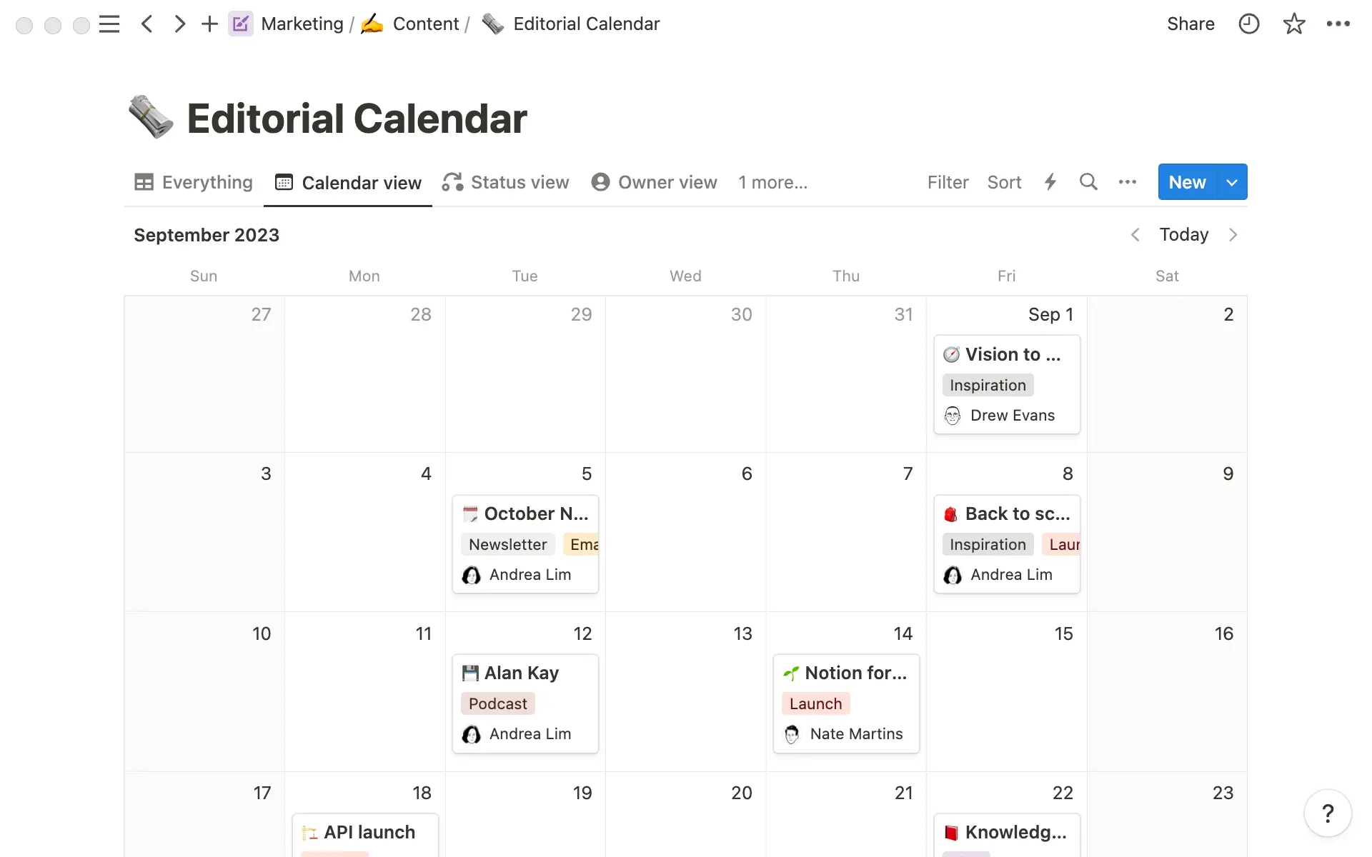 Nosso calendário editorial mostrando qual conteúdo será lançado e quando.