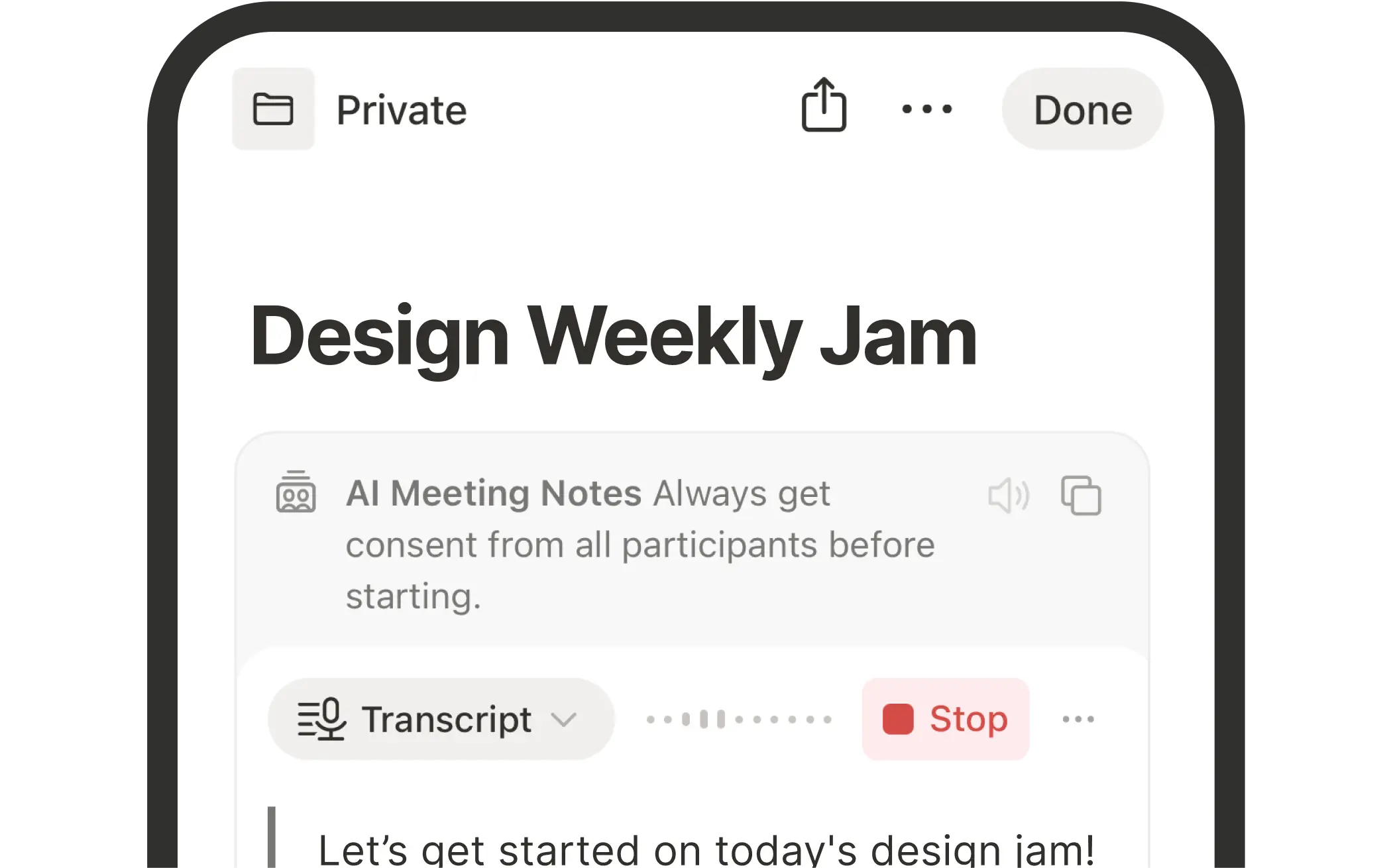 Smart Notes protokolliert das Meeting für dich