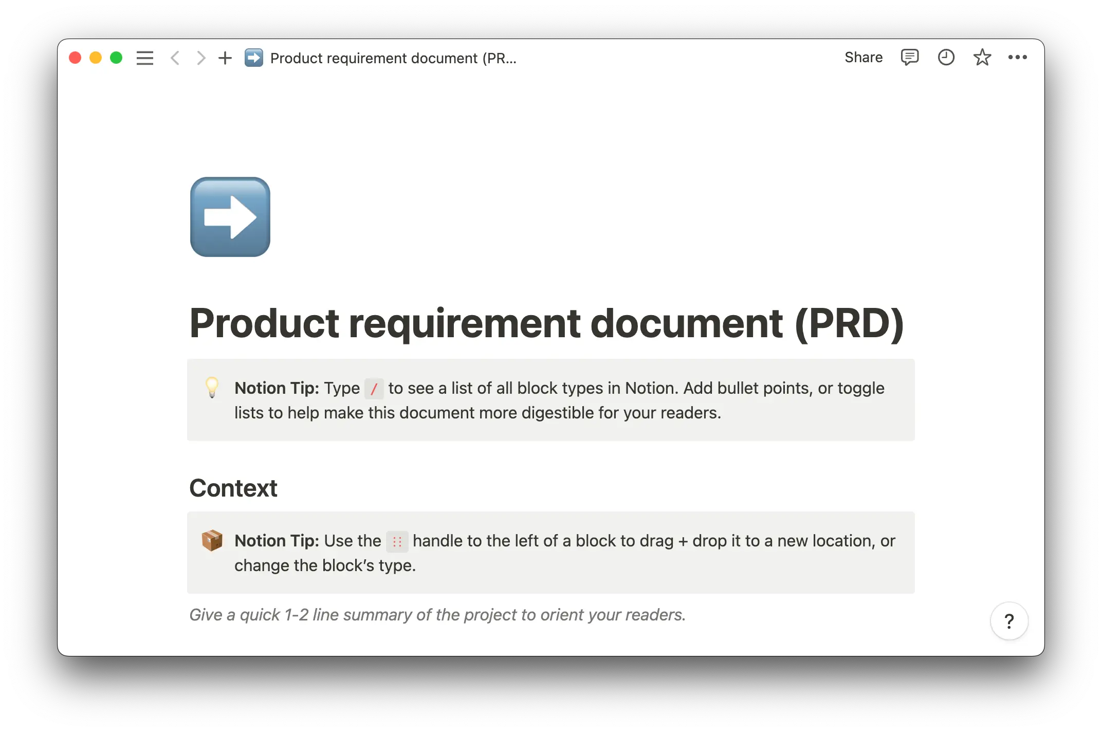 PRD template