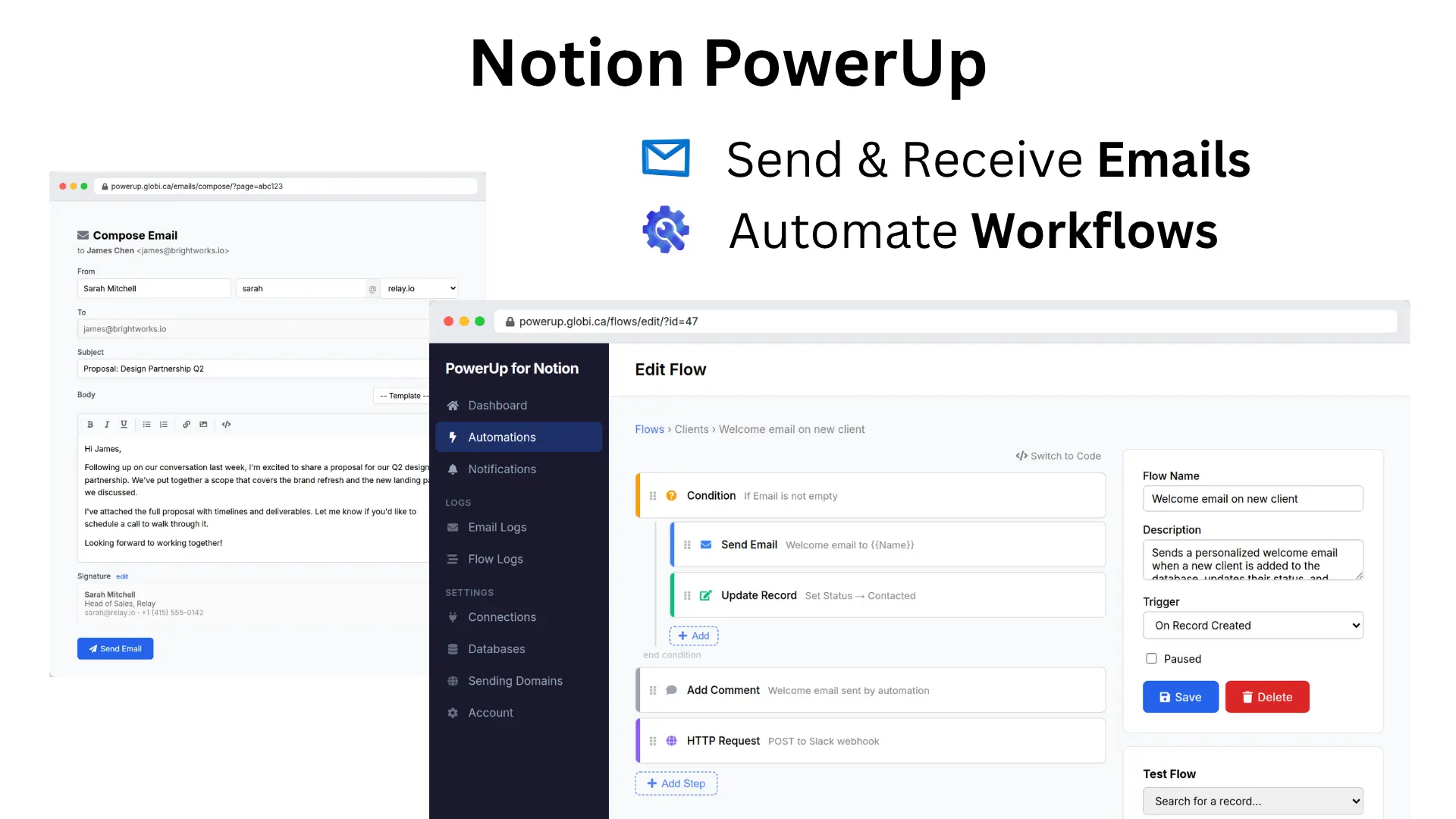 Email and Automations for Notion
